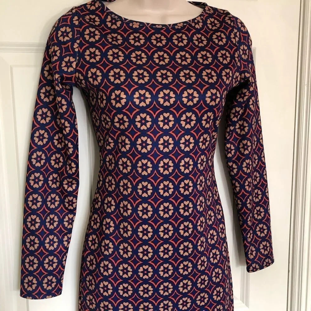 Glamorous bodycon blue/orange mod dress S